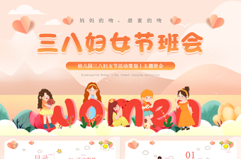 幼兒園三八婦女節(jié)班會PPT暖色調(diào)卡通女神節(jié)活動策劃班會課件